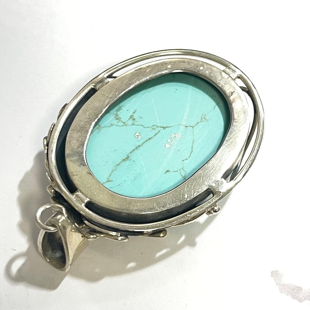 ターコイズ　Silver925 オーバルペンダント