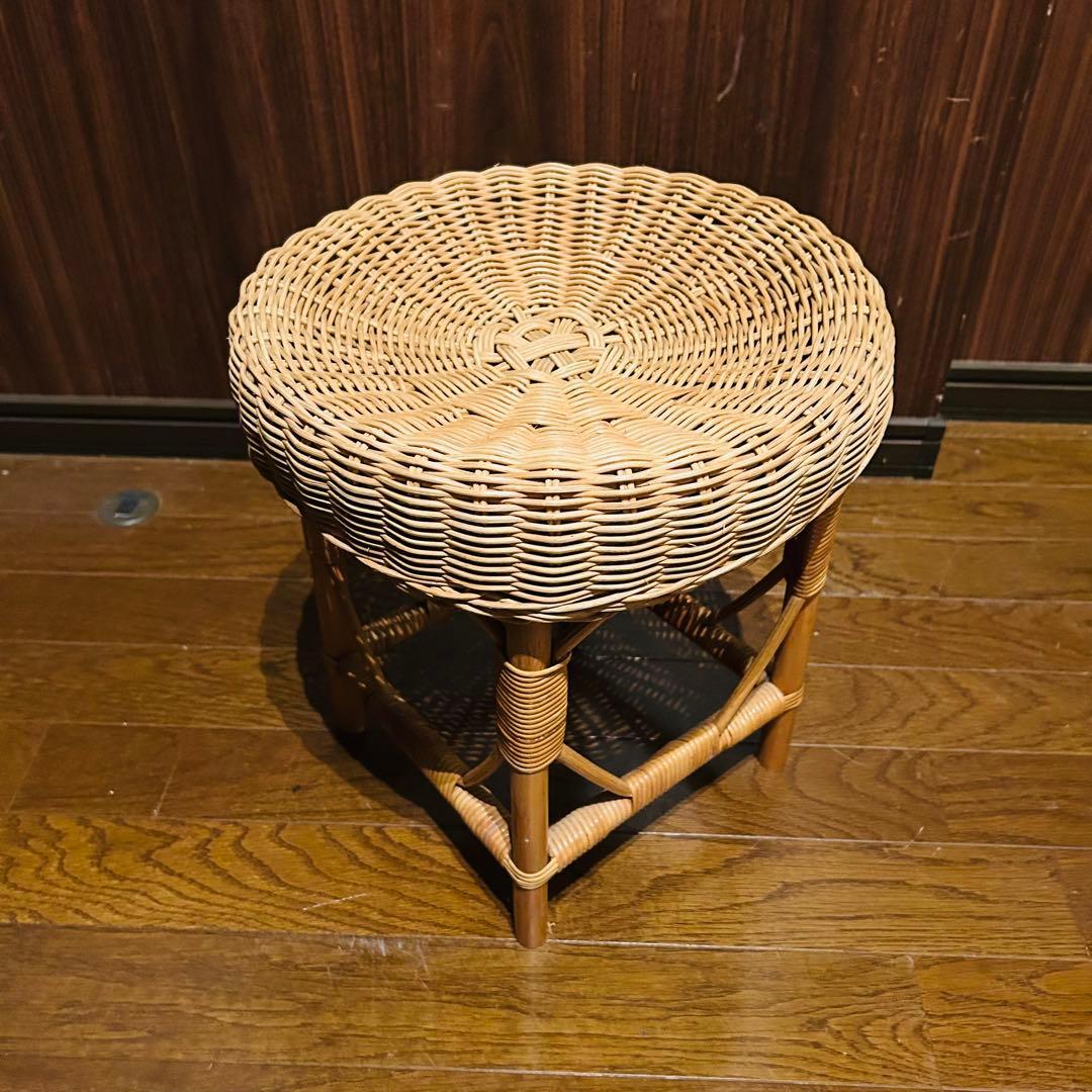 【良品】ラタン ドレッサー スツールセット 鏡台 昭和レトロ