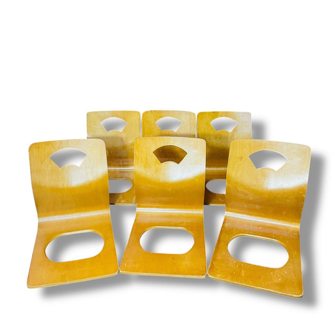 石橋6脚セット✨️木製座椅子　曲げ座椅子　和座椅子 ナチュラル 　旅館座椅子