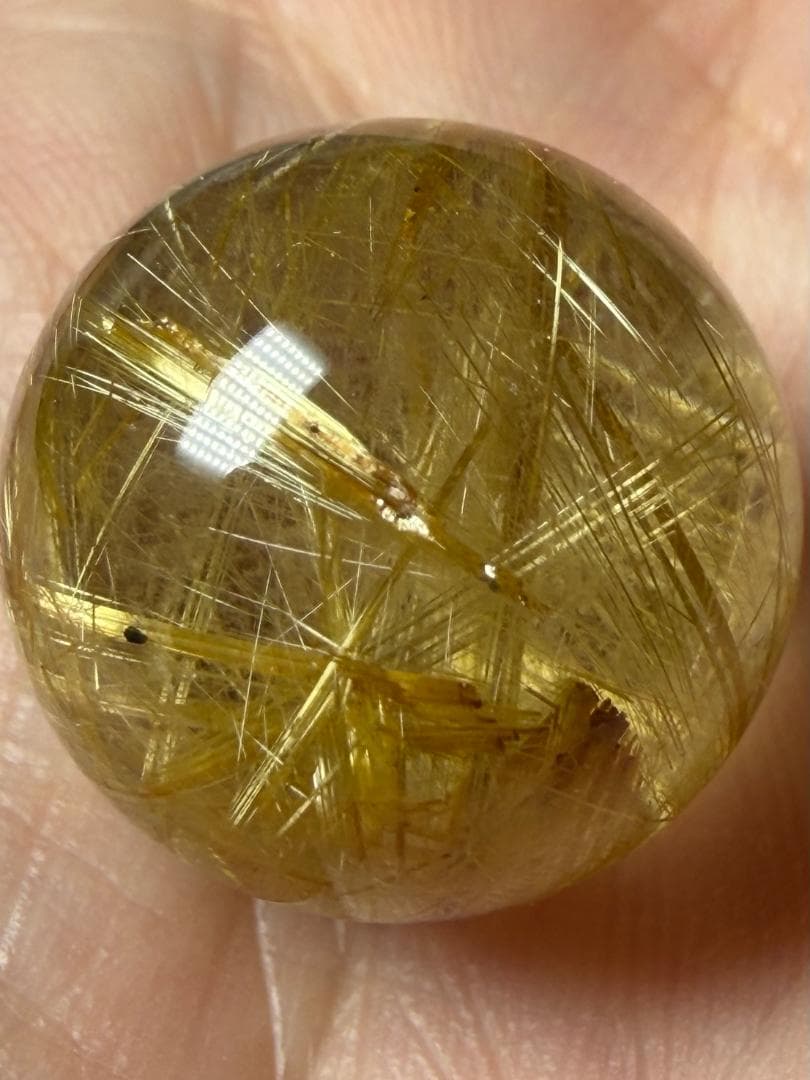 金運アップ◇ゴールドルチルクォーツ◇丸玉　約19.7㎜