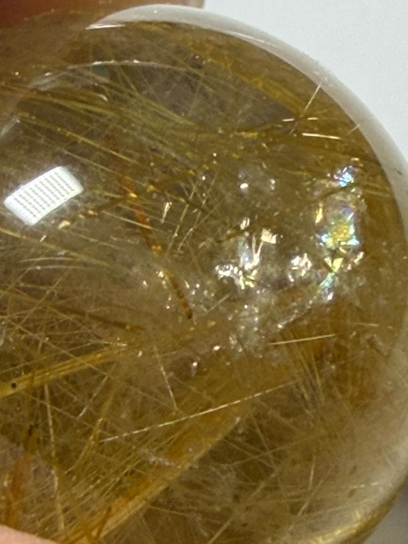 金運アップ◇ゴールドルチルクォーツ◇丸玉　約19.7㎜