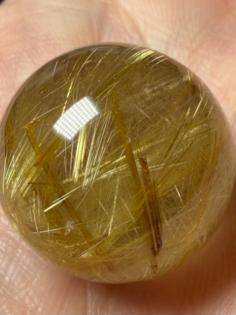 金運アップ◇ゴールドルチルクォーツ◇丸玉　約19.7㎜