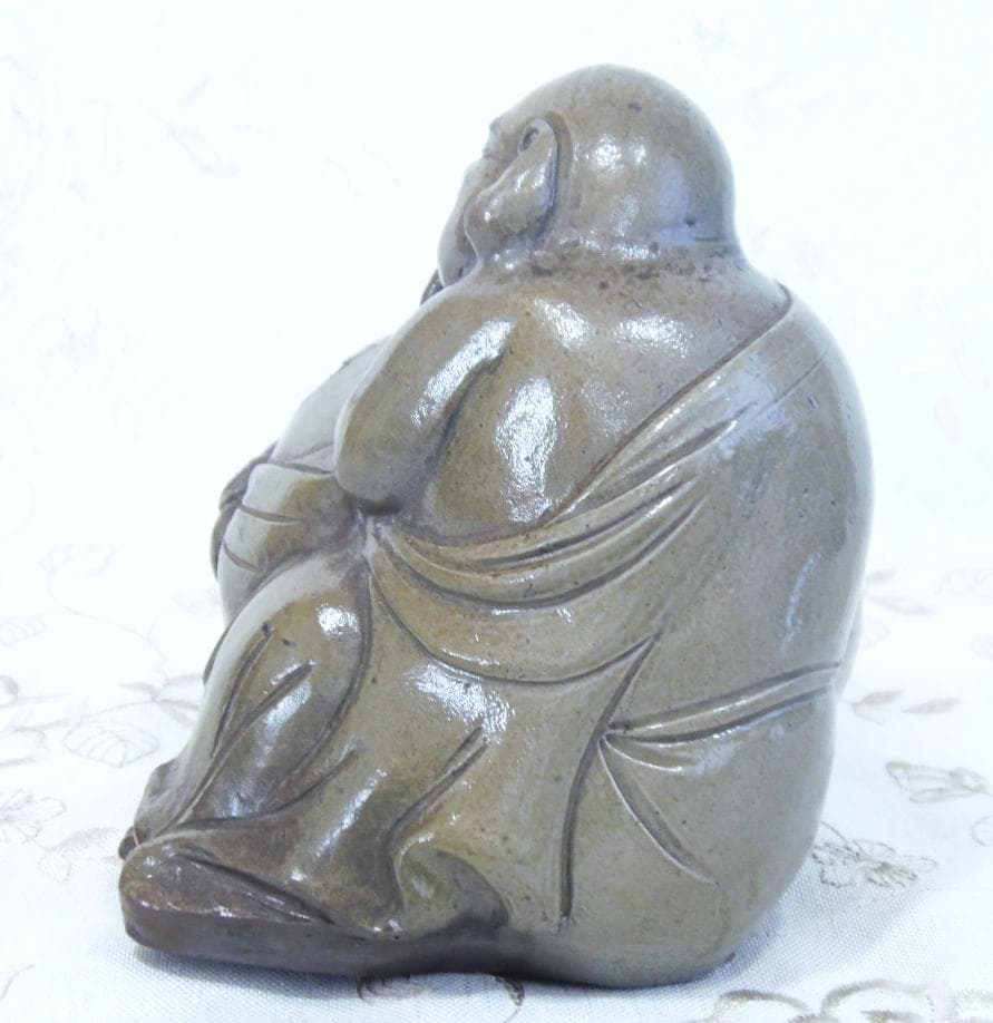 白備前 青備前 香炉 布袋 備前焼 置物 レア古備前・レア備前焼