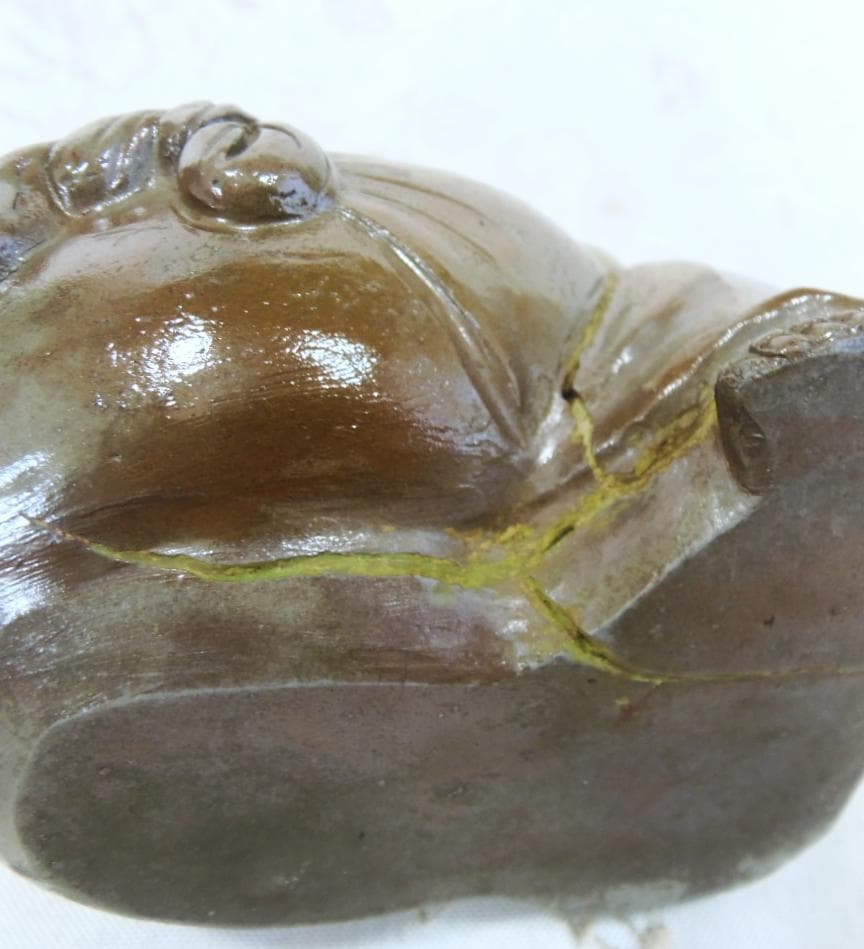 白備前 青備前 香炉 布袋 備前焼 置物 レア古備前・レア備前焼