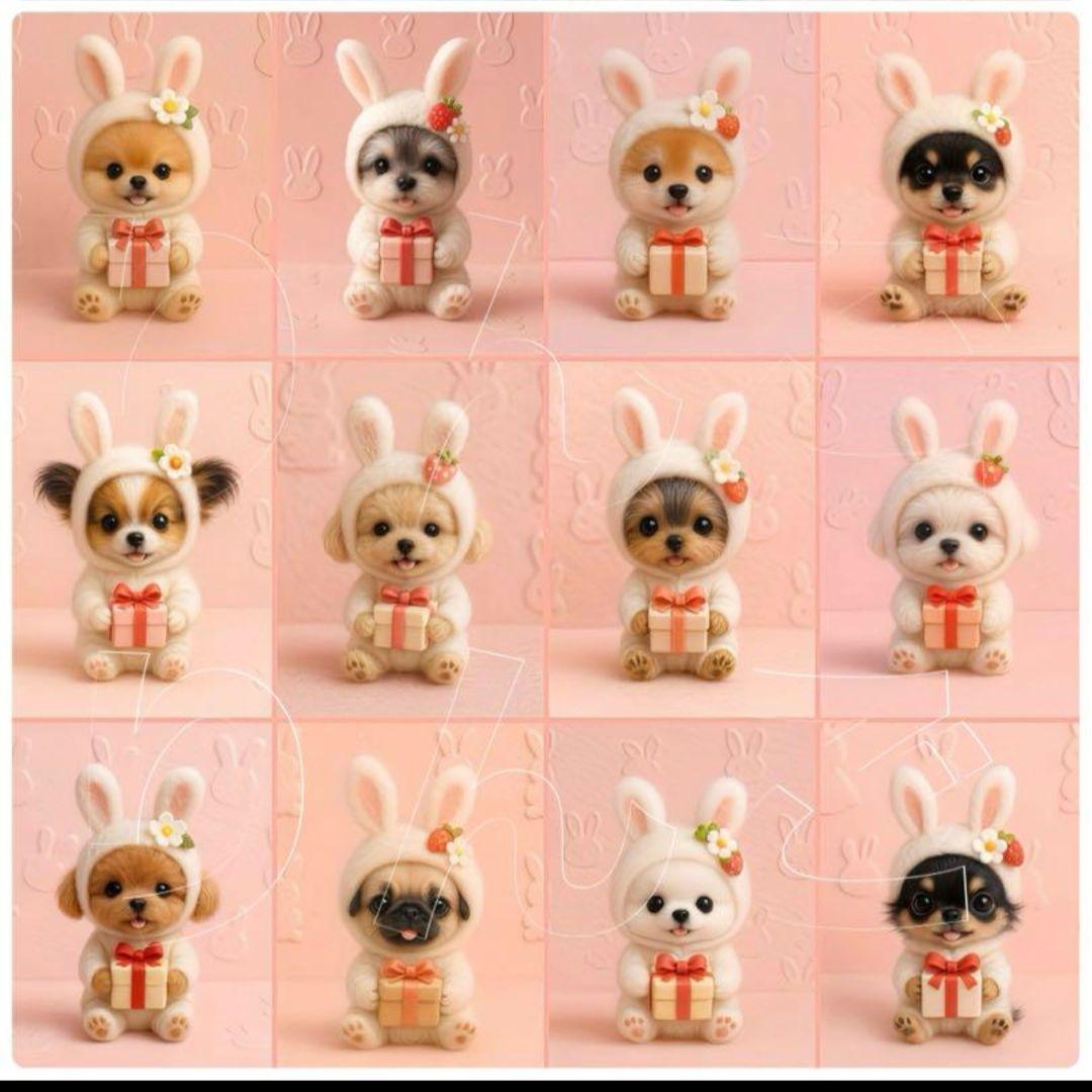 ハンドメイド　オーダー受付ページ　　♡うさみみプレゼントわんこ　パネル♡
