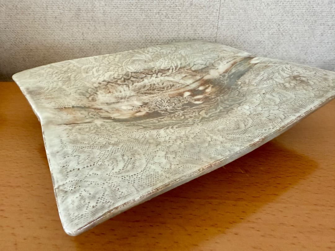 ★新品・未使用★ 清水焼・二代目森里陶楽・高台角皿