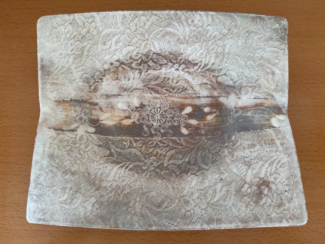 ★新品・未使用★ 清水焼・二代目森里陶楽・高台角皿