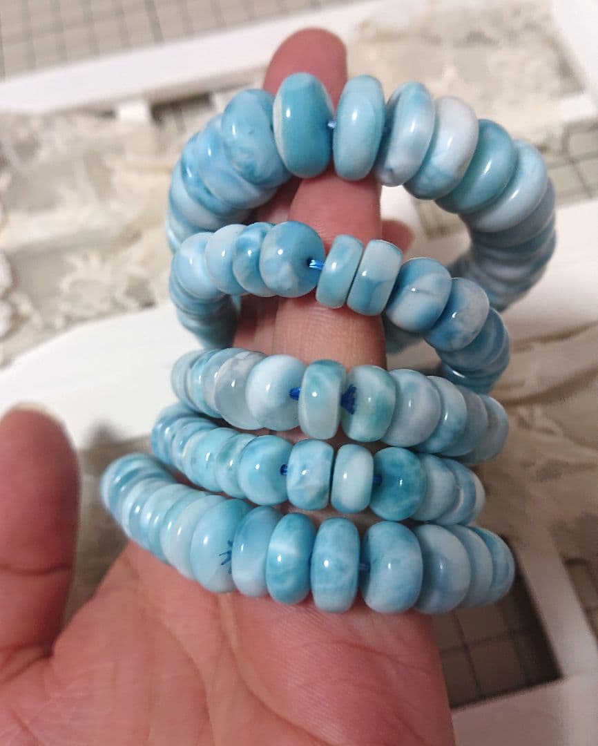 ラリマー　ブレスレット　5点セット ボタンカット