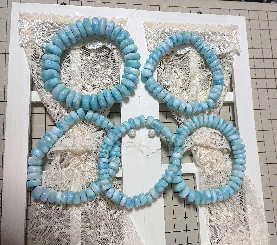 ラリマー　ブレスレット　5点セット ボタンカット