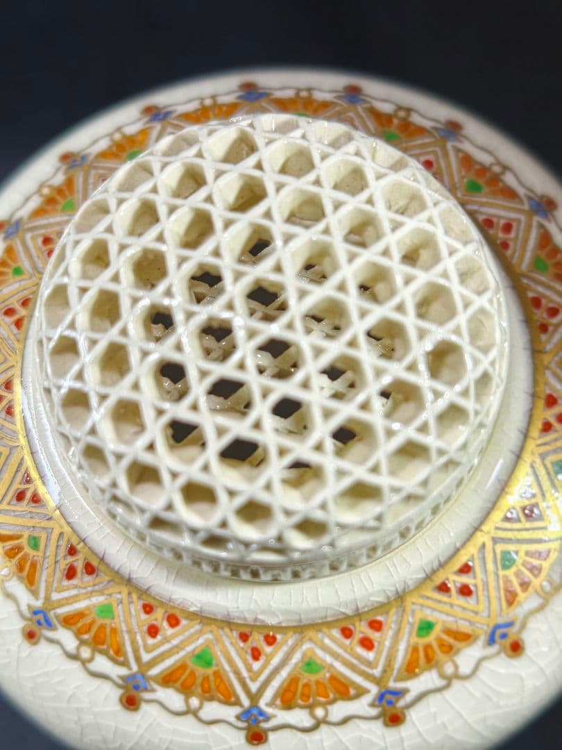 茶道具 薩摩焼香炉 錦江陶芸 仁楓 白薩摩 共箱 骨董 未使用美品 香道具