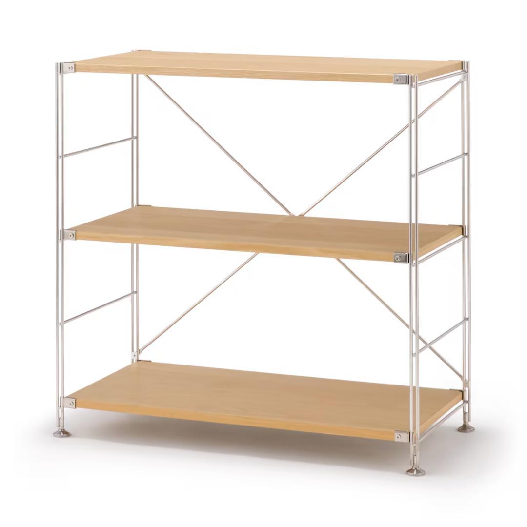 無印良品 ステンレスユニットシェルフ オーク材 ワイド 小