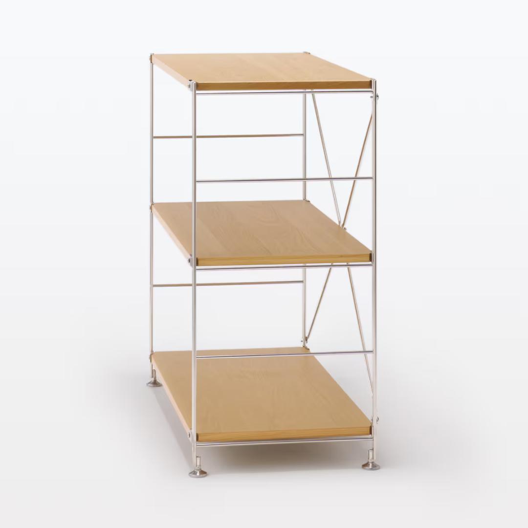 無印良品 ステンレスユニットシェルフ オーク材 ワイド 小