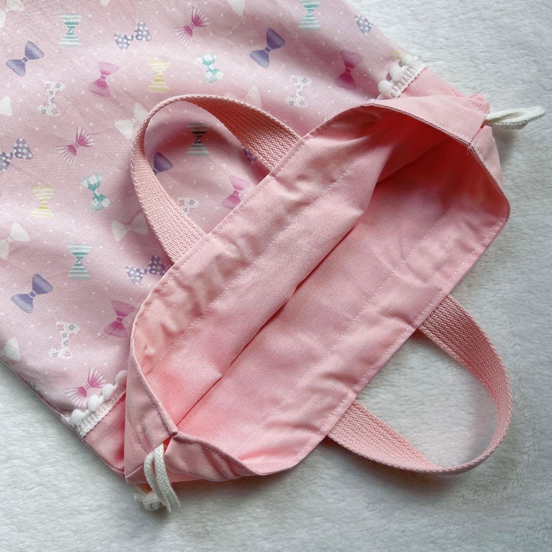 りぼん×ピンク♡入園入学5点セット　女の子　レッスンバッグ　お弁当袋