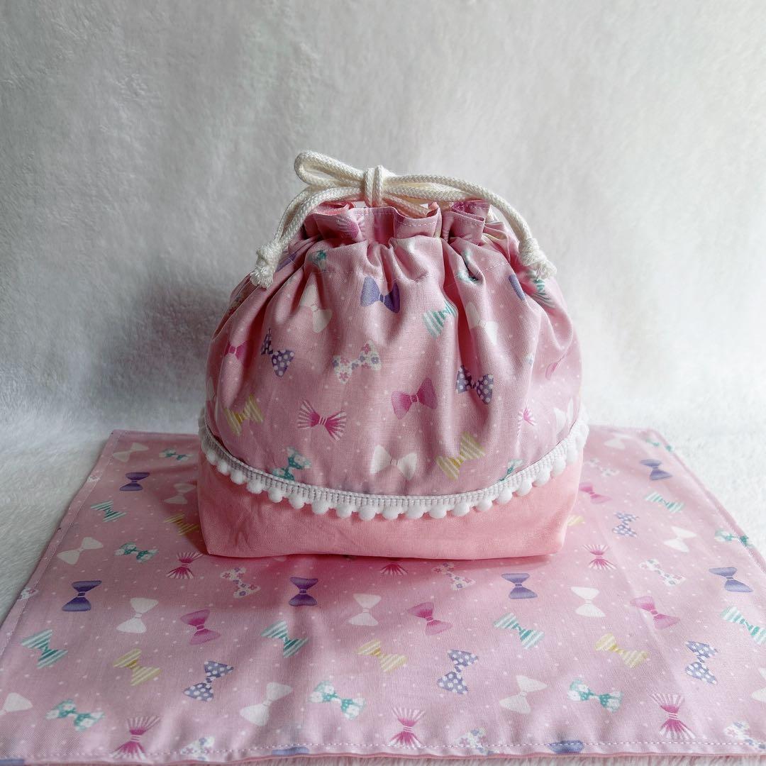 りぼん×ピンク♡入園入学5点セット　女の子　レッスンバッグ　お弁当袋