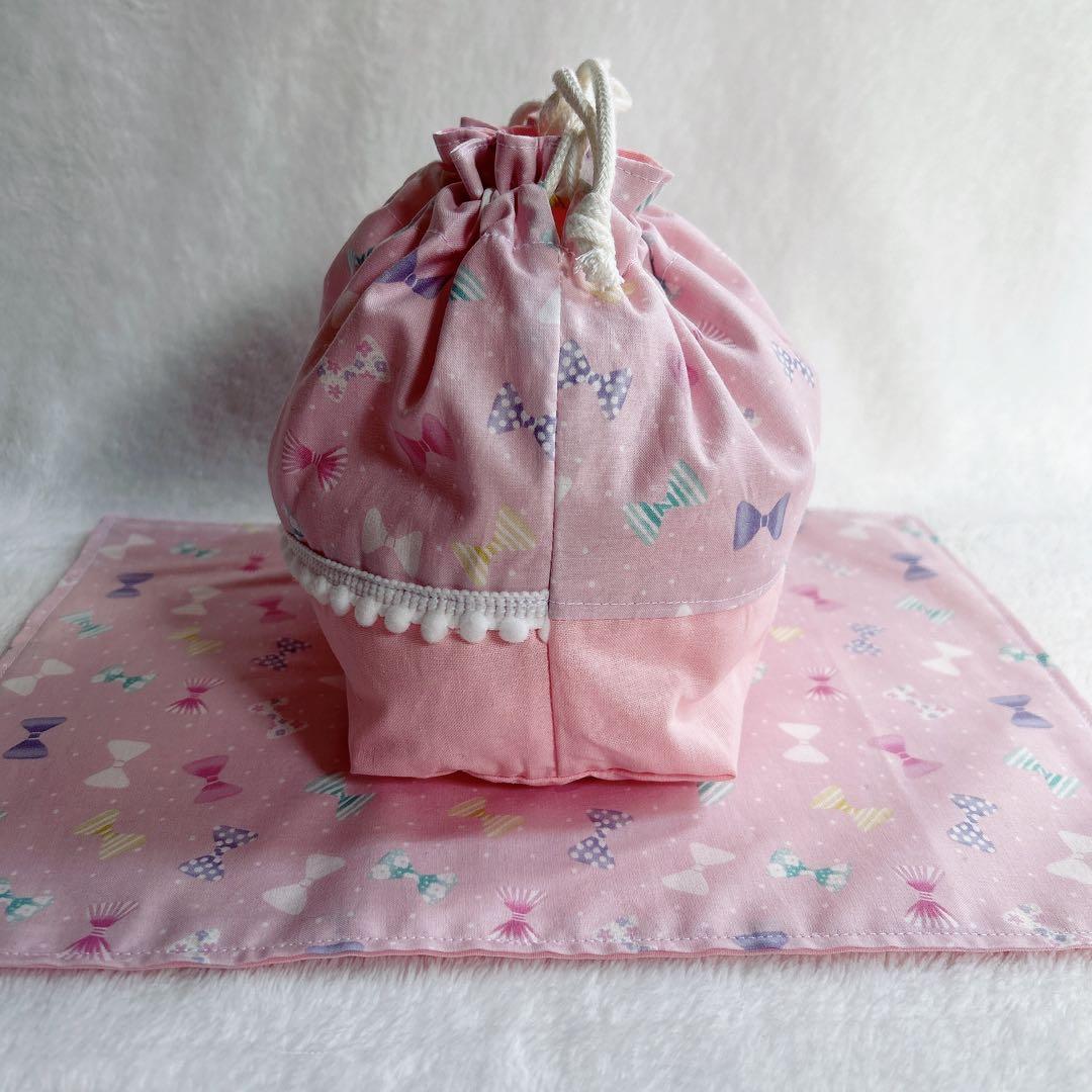りぼん×ピンク♡入園入学5点セット　女の子　レッスンバッグ　お弁当袋