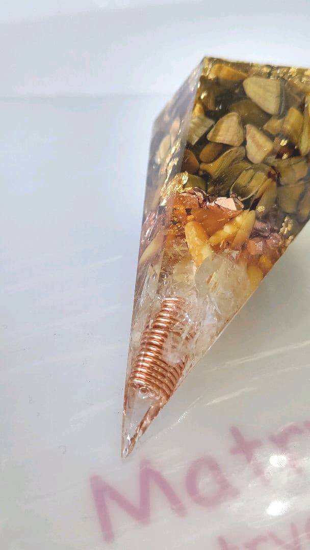 感謝セール、6cm六角錘幅狭めオルゴナイト、限定K24金箔入り、ザ・金運！