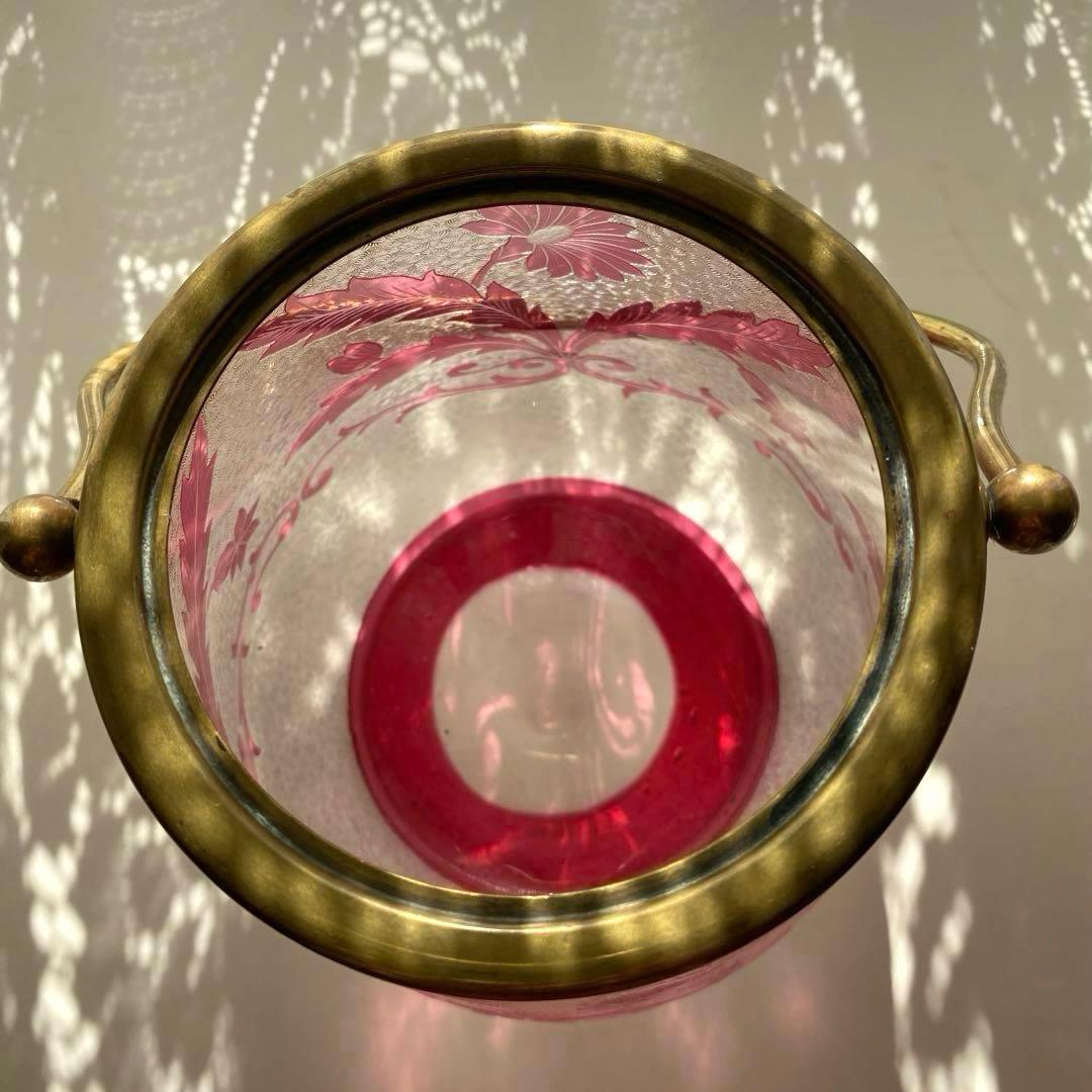 【フランス／サン・ルイ】クリスタル／ビスケットジャー バレル 容器／ピンク