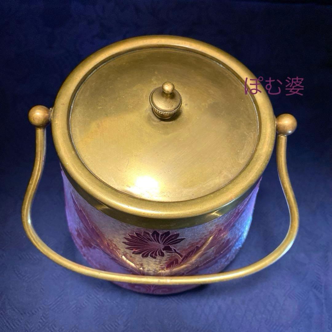 【フランス／サン・ルイ】クリスタル／ビスケットジャー バレル 容器／ピンク