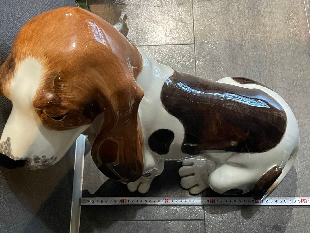 イタリア製　犬の置物 オブジェ 陶製 インテリア バセット