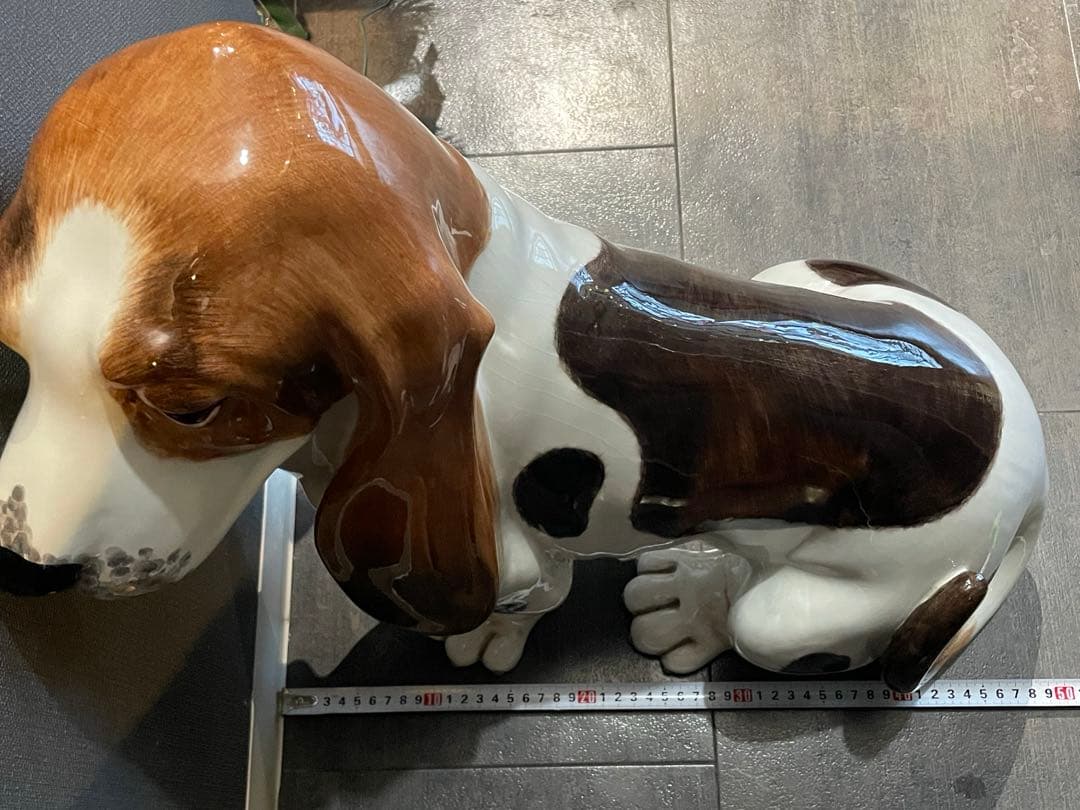 イタリア製　犬の置物 オブジェ 陶製 インテリア バセット