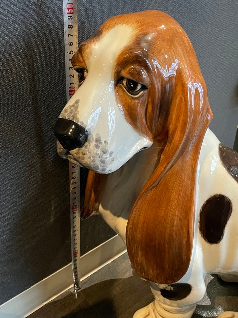 イタリア製　犬の置物 オブジェ 陶製 インテリア バセット