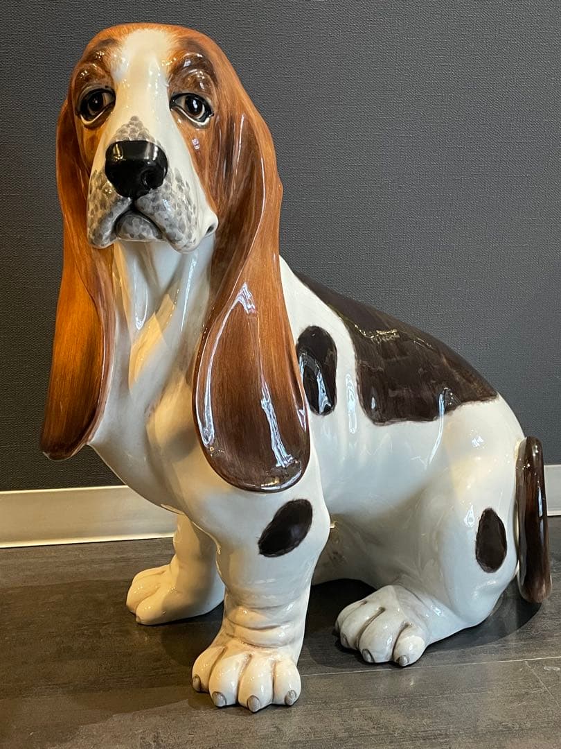 イタリア製　犬の置物 オブジェ 陶製 インテリア バセット