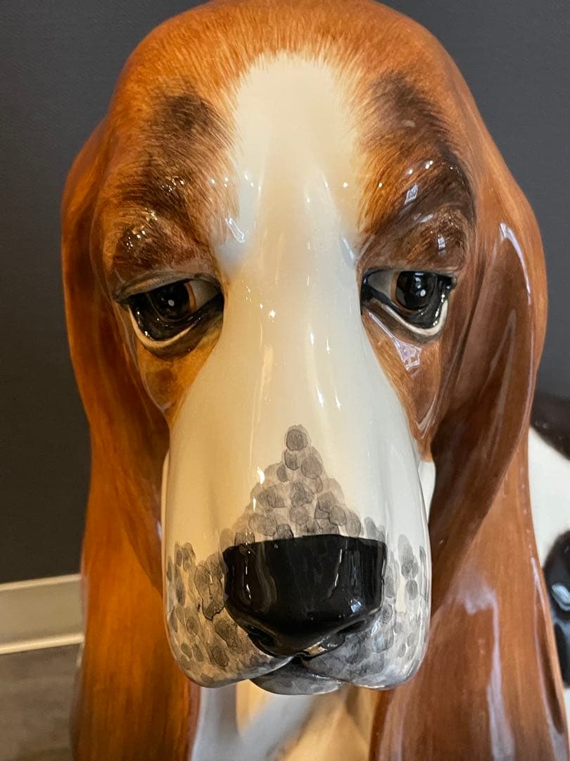 イタリア製　犬の置物 オブジェ 陶製 インテリア バセット