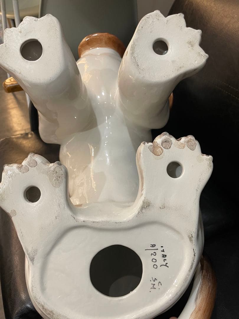 イタリア製　犬の置物 オブジェ 陶製 インテリア バセット