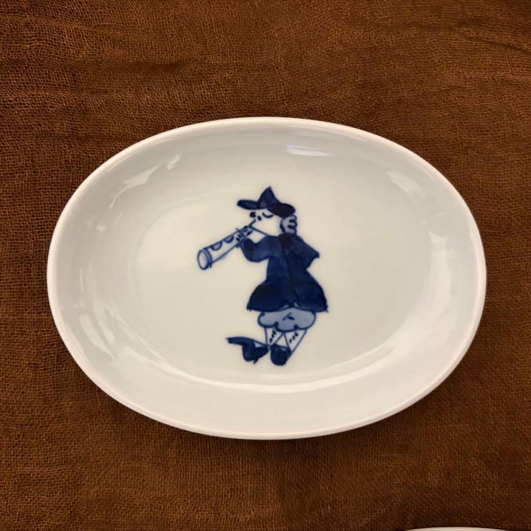 【美品】有田焼 青花 南蛮人 しん窯 異人柄 和食器 楕円皿 5枚セット