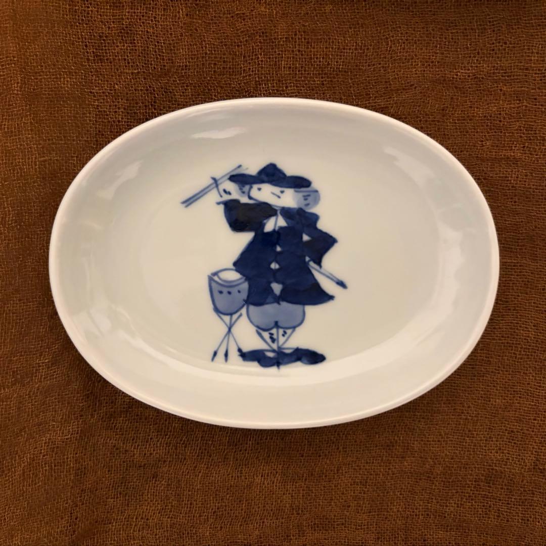 【美品】有田焼 青花 南蛮人 しん窯 異人柄 和食器 楕円皿 5枚セット