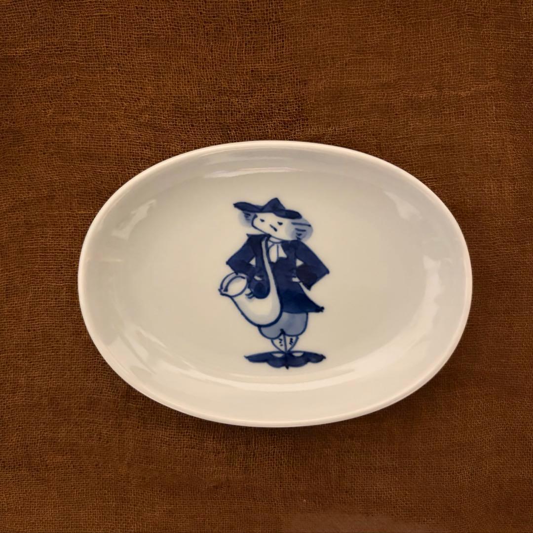 【美品】有田焼 青花 南蛮人 しん窯 異人柄 和食器 楕円皿 5枚セット