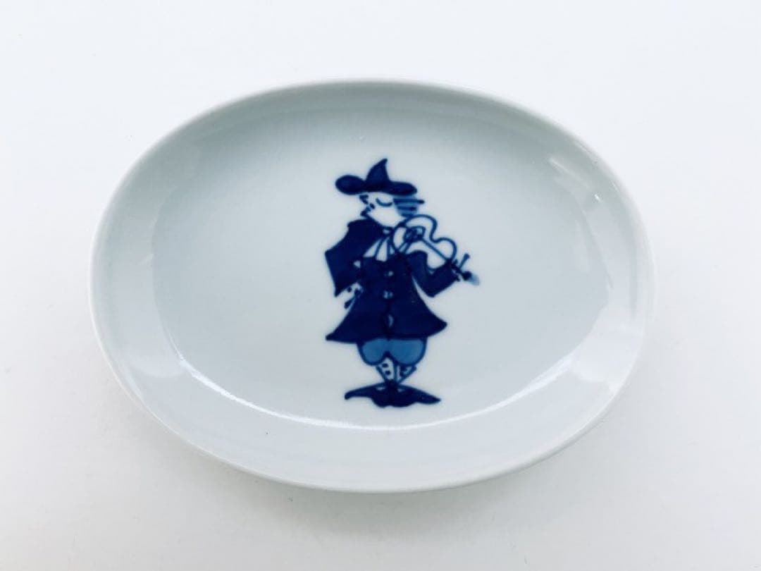 【美品】有田焼 青花 南蛮人 しん窯 異人柄 和食器 楕円皿 5枚セット