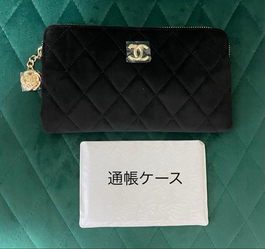 新品　シャネル キルティングポーチ　ノベルティ品　ベルベット　コスメポーチ