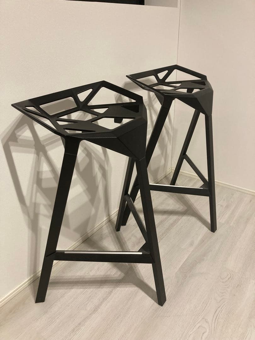 ②幾何学デザインハイチェア1脚