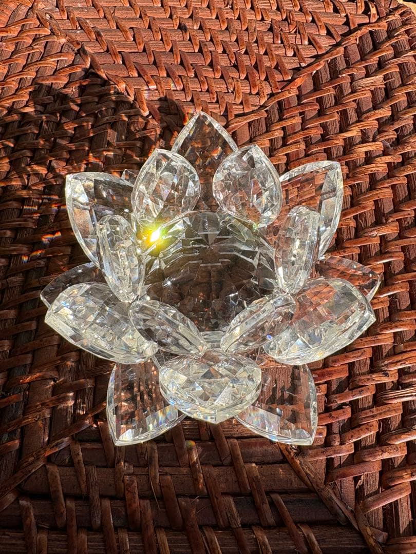水晶 クリスタル 蓮の花 置物