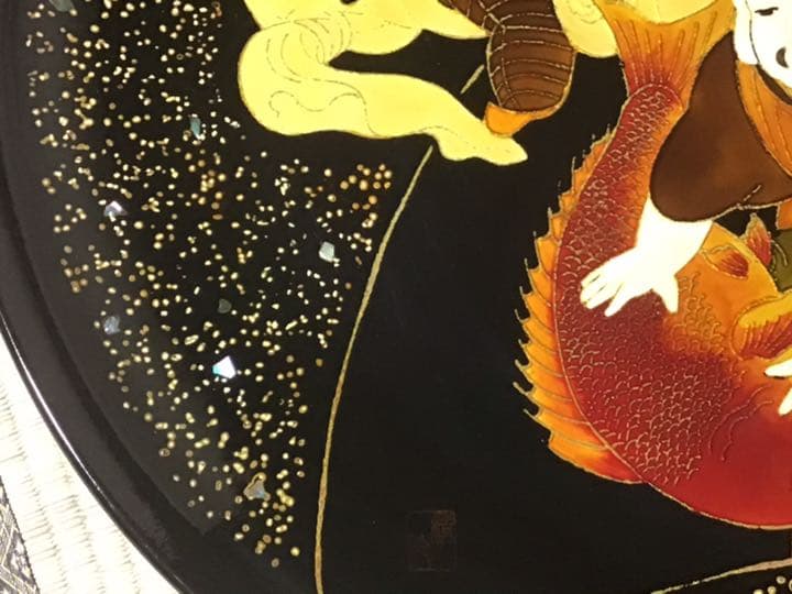 若狭塗 漆器 黒漆 うるし 螺鈿 大黒 恵比寿 約48.5cm