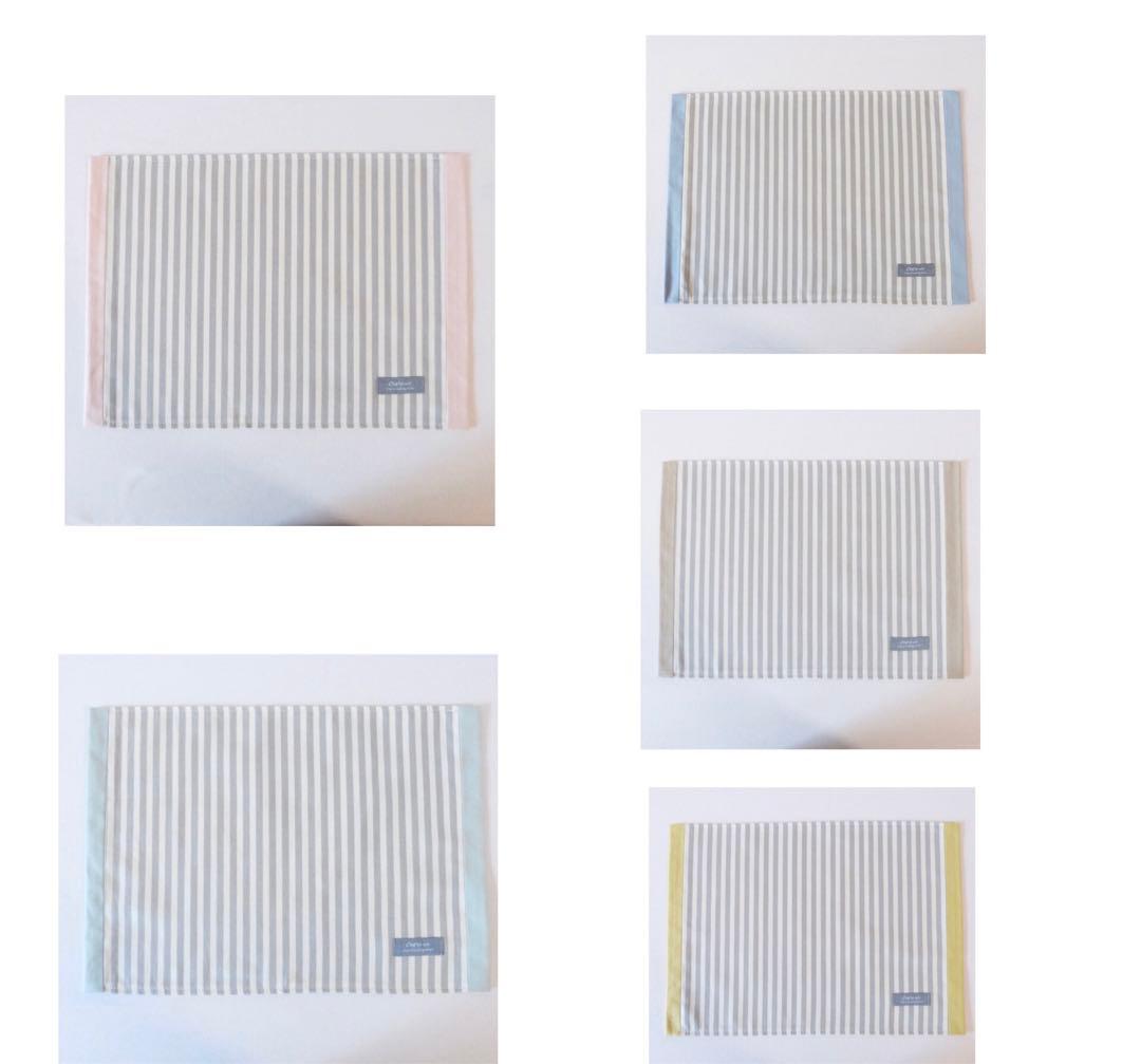 ハンドメイド　ストライプとカラーオックスのランチョンマット　5枚セット