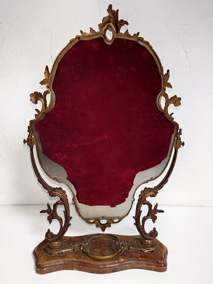 真鍮 大理石 鏡 アンティーク イタリア ITALY 置き鏡 レトロ