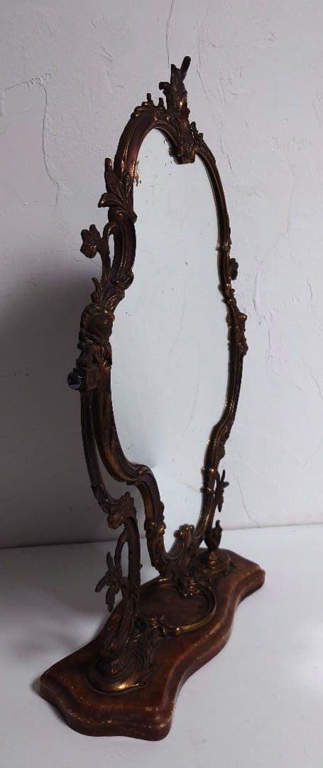 真鍮 大理石 鏡 アンティーク イタリア ITALY 置き鏡 レトロ