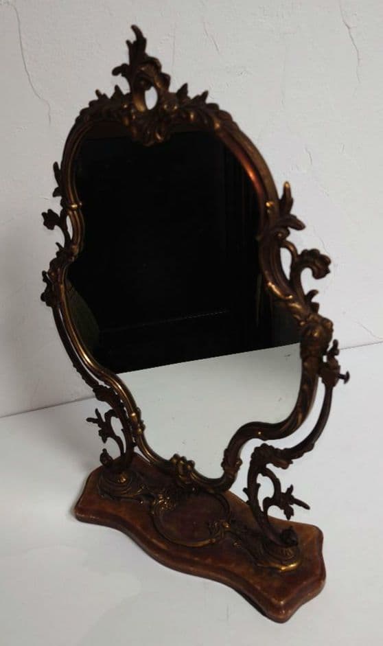 真鍮 大理石 鏡 アンティーク イタリア ITALY 置き鏡 レトロ