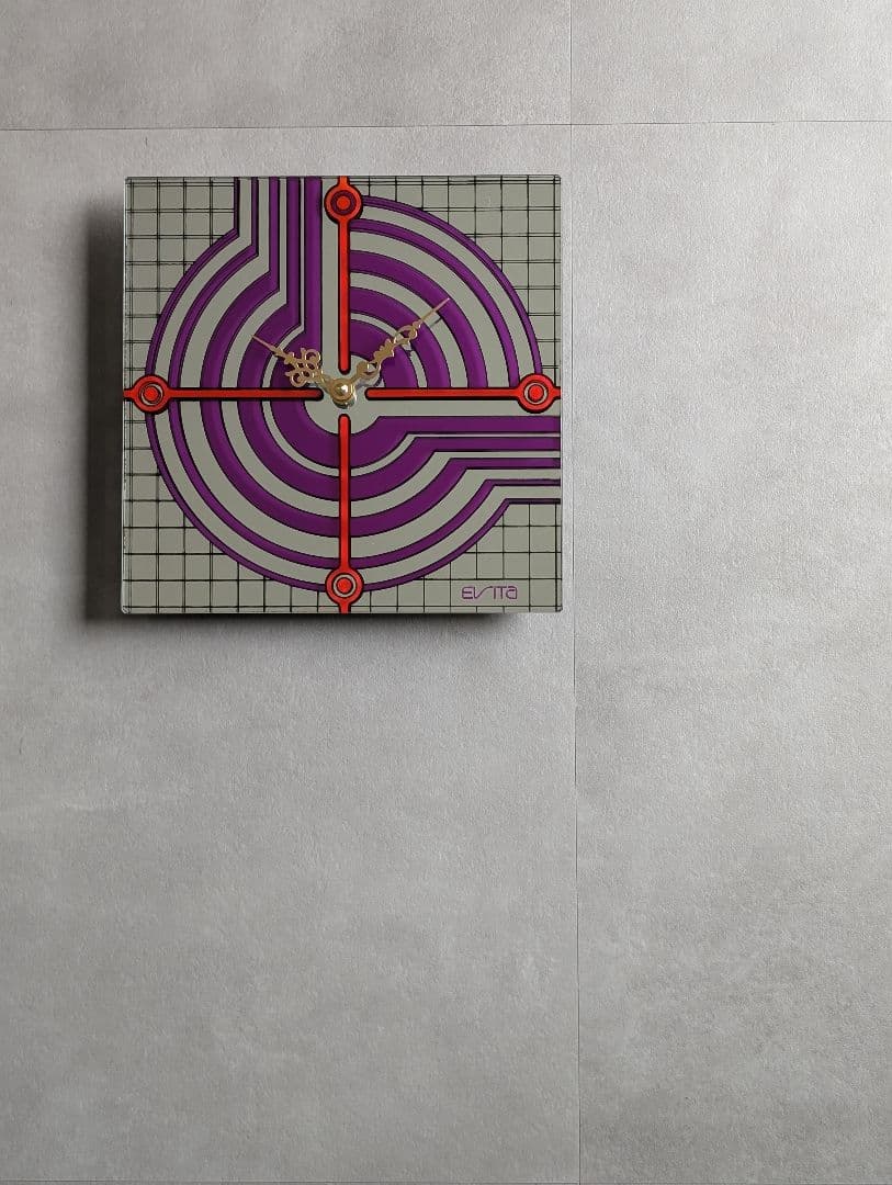 70's-80's EVITA ミラー ウォールクロック レトロ スペースエイジ