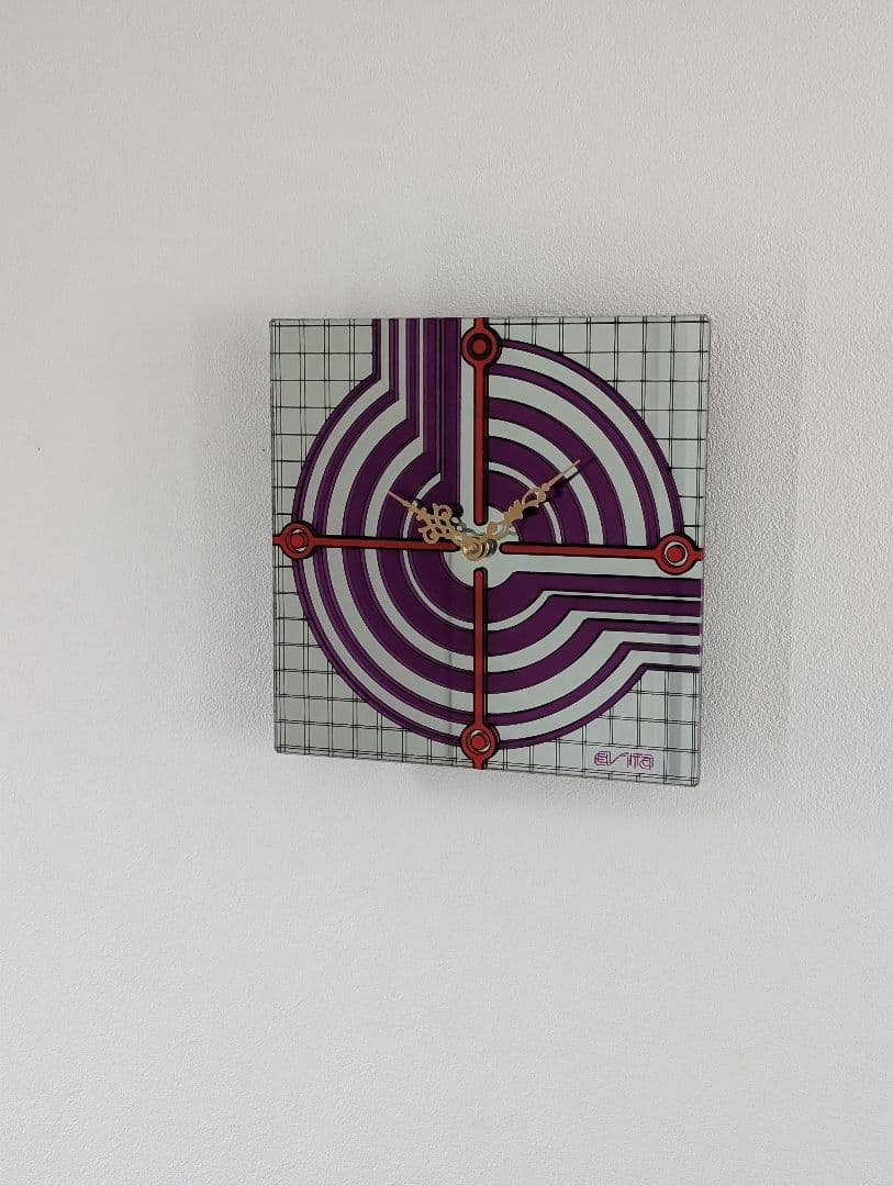 70's-80's EVITA ミラー ウォールクロック レトロ スペースエイジ
