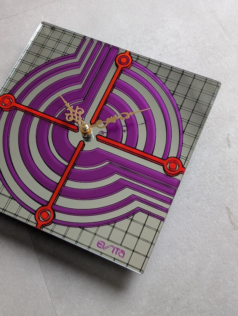 70's-80's EVITA ミラー ウォールクロック レトロ スペースエイジ