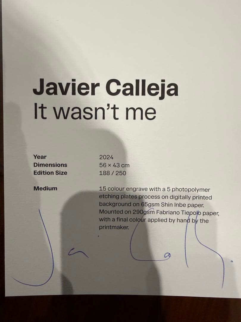 ハビア・カジェハ サイン入り 版画 限定250部 Javier Calleja