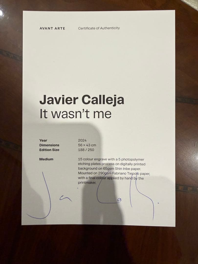 ハビア・カジェハ サイン入り 版画 限定250部 Javier Calleja