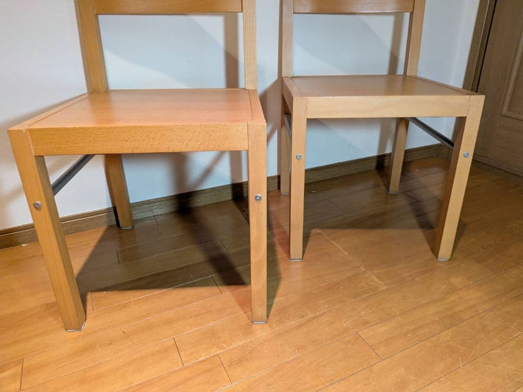 《送料込》無印 ダイニングチェア ブナ材 木製イス 廃盤品 2脚セット 椅子