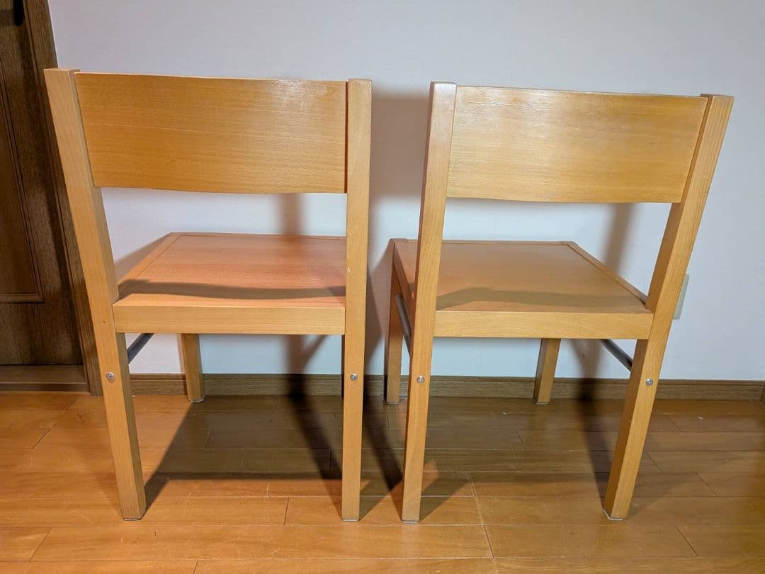 《送料込》無印 ダイニングチェア ブナ材 木製イス 廃盤品 2脚セット 椅子