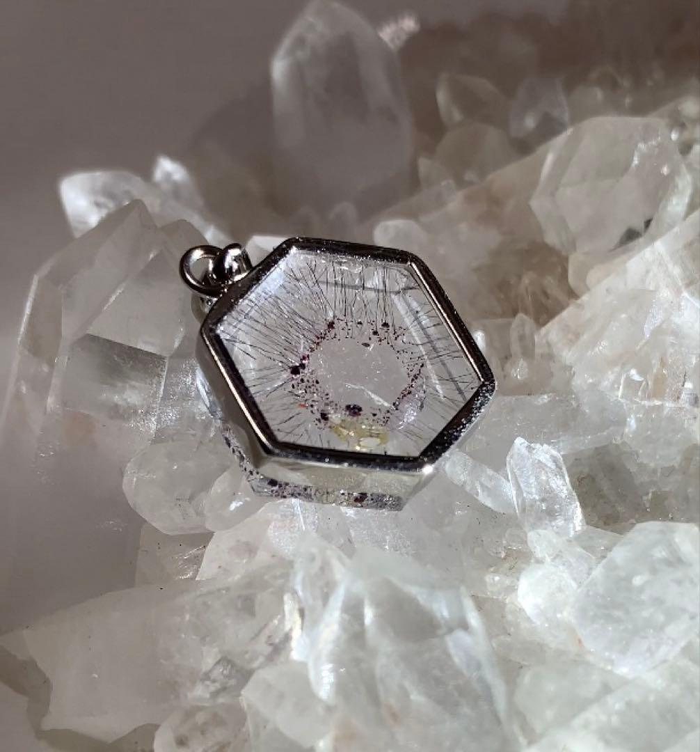 ⭐️神秘的⭐️スーパーセブン　六芒星　ペンダントトップ　レピドクロサイト　ゲーサイト