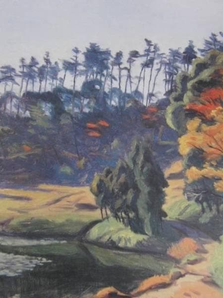 石井柏亭、三宝寺池畔、希少な額装用画集より、新品高級額装付、状態良好