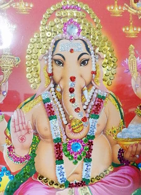 新品 ヒンドゥー教の神 ガネーシャ 絵画＆装飾額装 インド神話 ネパール購入